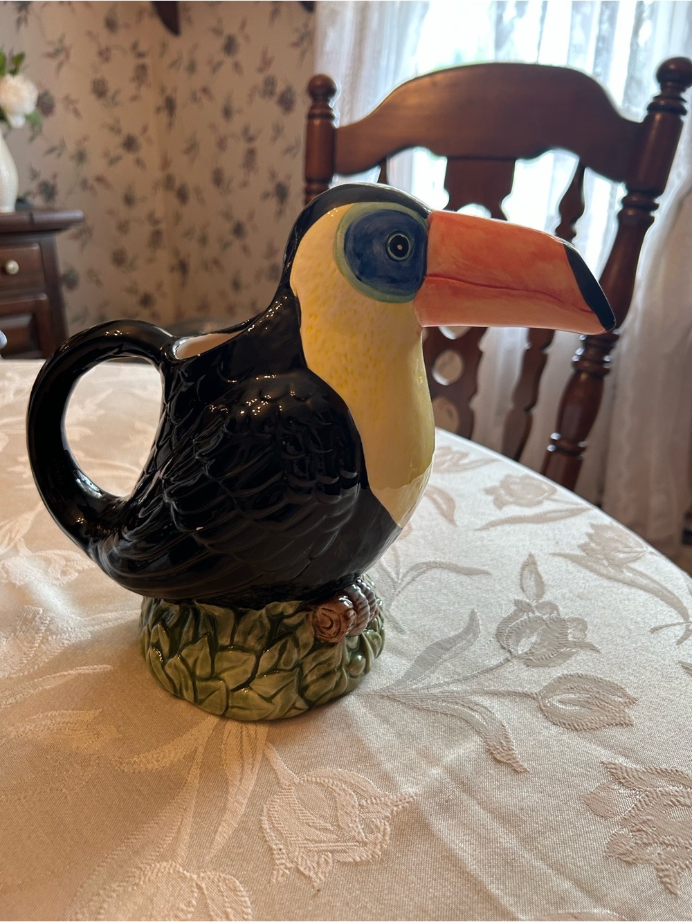 Vintage ceramic toucan plant watering pitcher